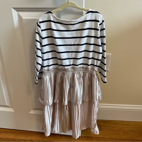 Crewcuts Striped Tiered T-Shirt Dress Size 8 Rose Gold Party Holiday Metallic - Picture 2 of 2